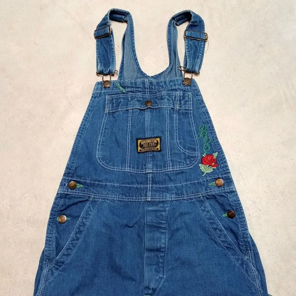 *READ* Vintage WASHINGTON DEE CEE Sanforized Denim Overalls Bib Jeans 28x30